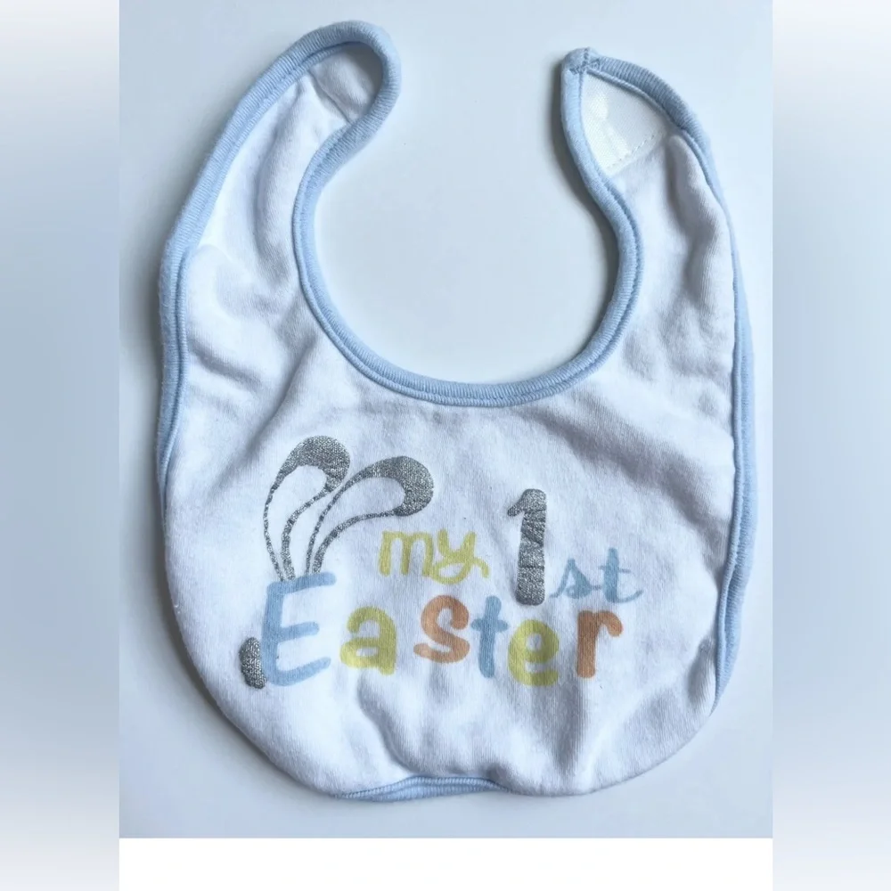 Cutie Pie Bibs 2 Pack Baby Boy My First Easter Pastel White